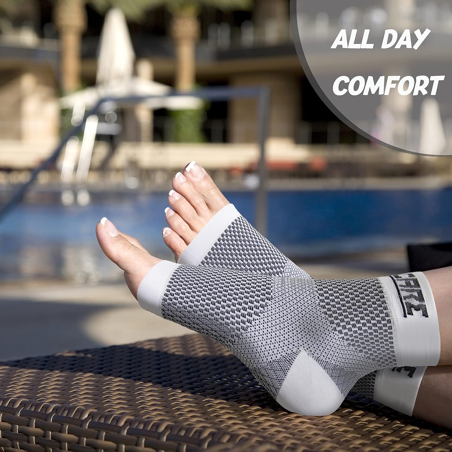 Skiennix Compression Socks - Open Toe Design for Swelling Relief | Medium Size, White - Ideal for Achilles Tendonitis & Heel Pain