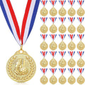 Yinkin 24-Piece Soccer Gold Award Medals Set - Metal Trophies with Red, White & Blue Ribbons for Team Competitions