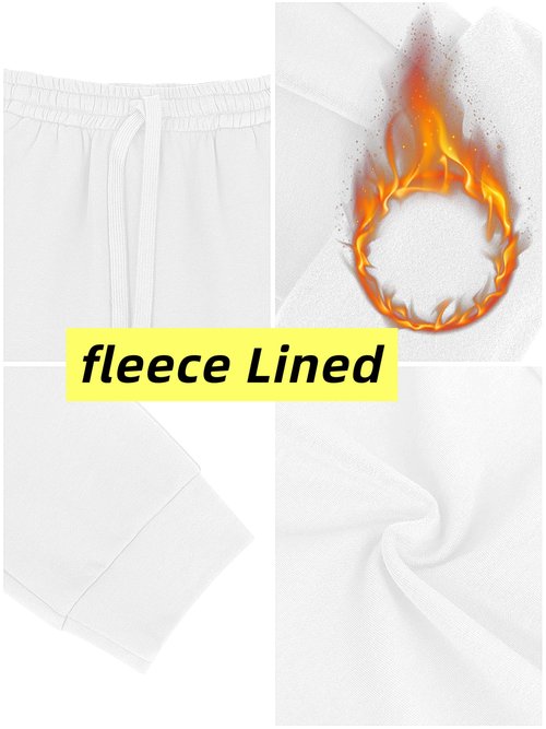 Missufe Women's High Waisted Fleece Baggy Sweatpants Workout Lounge Jogging Athletic Cinch Bottom Trousers with Pockets (White, Medium)