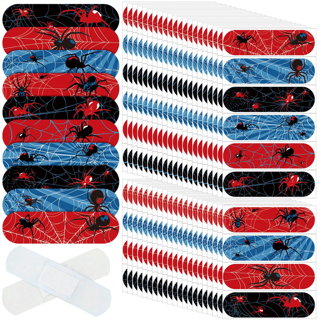 Patelai 10 Styles Kids Bandages Bulk Children's Adhesive Colorful Cute Bandages Waterproof Breathable Stickers Flexible Cartoon Protection Care Cuts for Girls Boys(Spider)