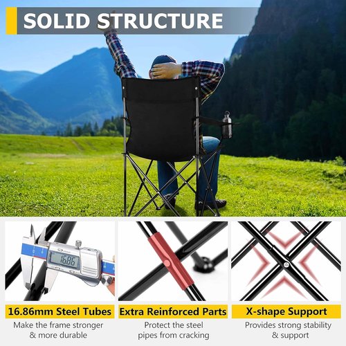Joyfair Portable Camping Chair - Heavy Duty Folding Chair for Beach & Outdoor Activities | Includes Carry Bag & Cup Holder