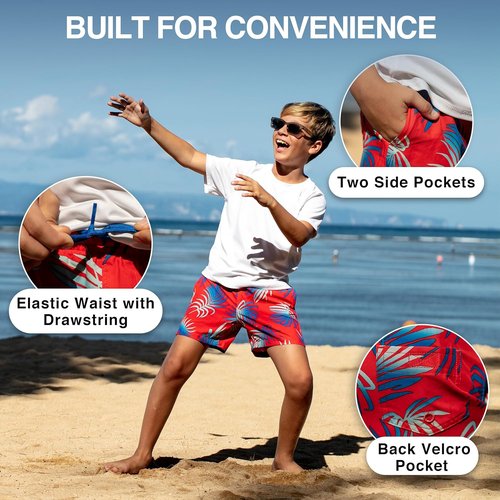 Kanu Surf Quest Boys Swim Trunks - Quick Dry Compression Liner Swimwear | Comfortable Fit