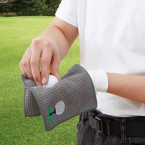 Playing It Forward Embroidered Golf Towel Set – Custom Towels for Golf Bags & Carts – Golf Accessories & Gifts for Kids, Men, & Women – Microfiber Waffle and Ball Towels – Club Ball Design - 2-Pack