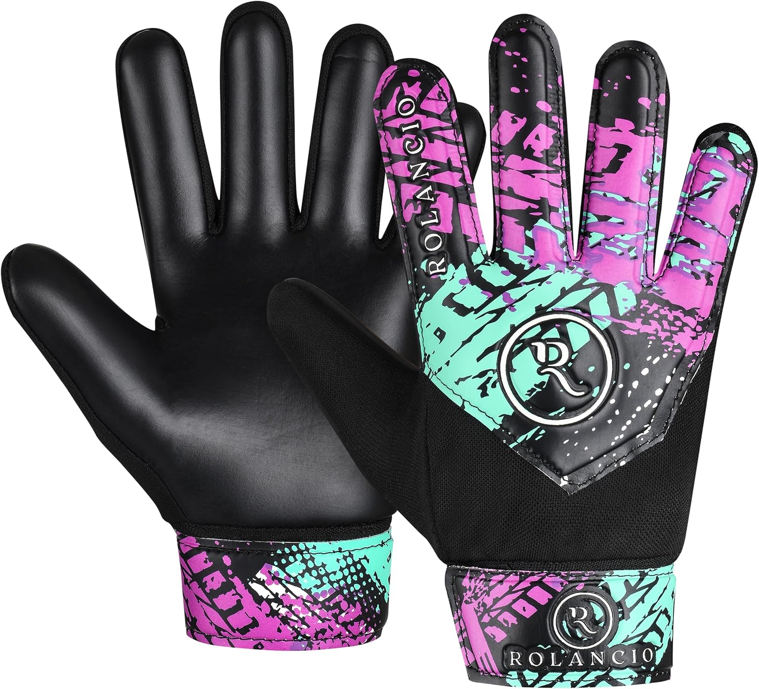 Rolanicio Goalie Gloves - Kids' Soccer Gloves with Dual Wrist Protection | Breathable Non-Slip Latex