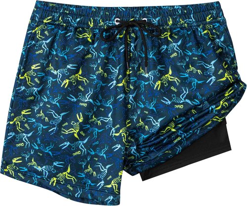 FT FENTENG Boys Swim Trunks - Quick Dry 2-in-1 Beach Shorts with Compression Liner | Sizes 4-17 Years