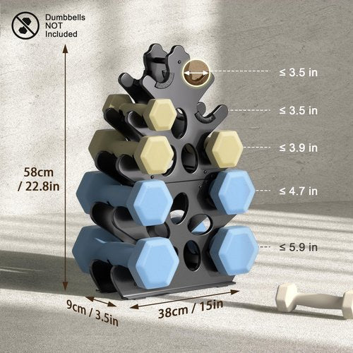 5-Tier Dumbbell Rack Stand Only Weight Holder Home Gym Storage Weight Tree (No Dumbbells)