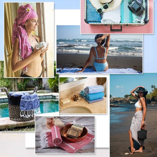 Cacala Turkish Beach Towel - Lightweight, Sand-Free & Quick-Drying | Extra Large 37 x 70" Travel Accessory