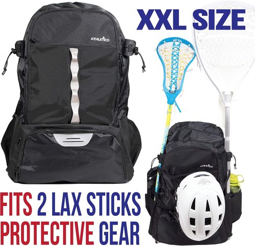 Athletico Lacrosse Bag - Extra Large Field Hockey Backpack with Two Stick Holders & Cleats Compartment