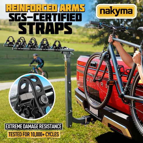 Upgraded Hitch Bike Rack for 4 Bikes, 240LBS Max Load Hanging Bike Carrier for Car, SUV, Truck & RV with 2” Receiver, High-Strength Double Arms