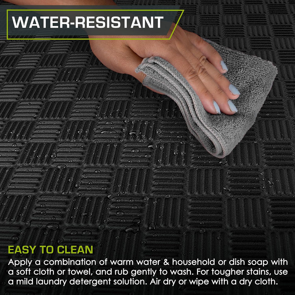 ProsourceFit Exercise Puzzle Mat - Non-Slip EVA Foam Gym Tiles | ½-Inch Thick, 36 Sq Ft, Black, 36 Pieces