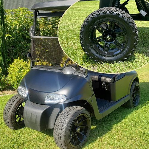 Drive-up Golf Cart Black SS Center Caps, Golf Cart ITP SS Wheel Center Hub Cap for Club Car EZGO Yamaha Models Wheel-4 Black Packs (Height 3.21" / Outer Diameter 2.75")