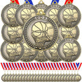 Remuuly Gold Award Medals - 60 Pcs 2 Inch Trophy Medals with Neck Ribbons for Sports Competitions