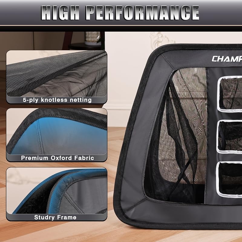 Champkey Double-Sided Golf Chipping Net with Dual Turf Mat, 12 Foam Balls