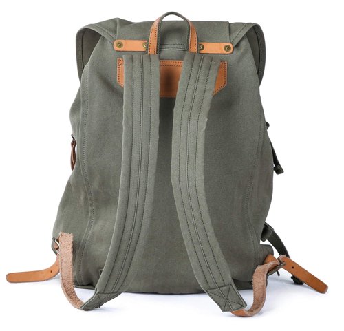Gootium Canvas Backpack - Vintage Military Rucksack Travel Dayack, Green