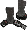 Lifting Grips PRO Weight Gloves Best Heavy Duty Straps Alternative to Power Hooks Deadlifts Adjustable Neoprene Padded Wrist Wrap (Black Leather, Medium 6.50"-7.50" Standard Wrist Size)