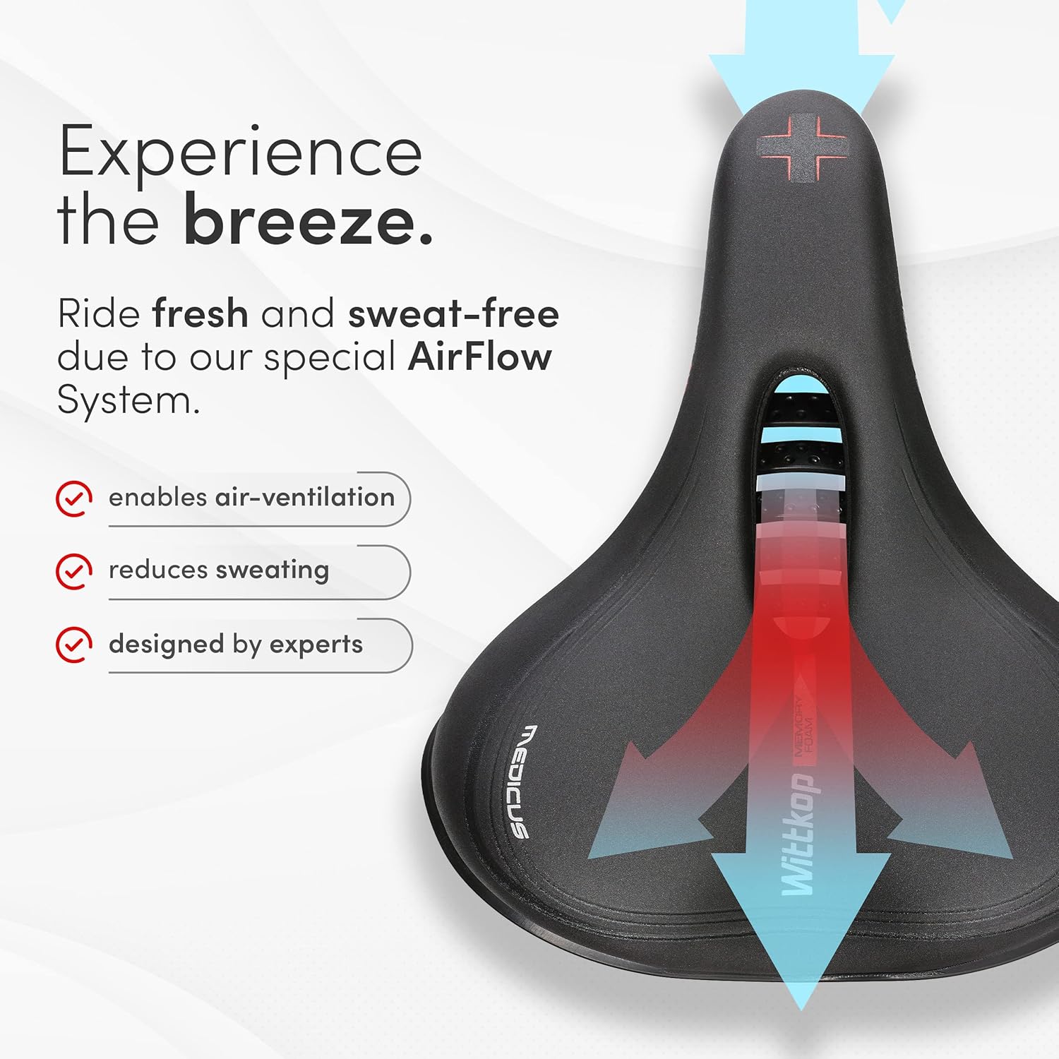 Wittkop Bike Seat - Waterproof Bicycle Saddle with 5-Zone Comfort Design | Fits BMX, MTB & Road Bikes