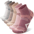 ANTSANG 6 Pairs Merino Wool Quarter Ankle Hiking Running Socks Compression Thermal Thick Cushion Socks for Women Men(Pink Series,M)