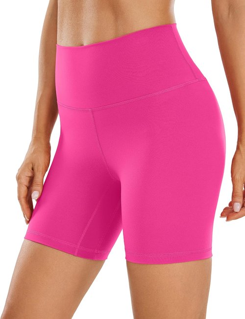 CRZ YOGA Biker Shorts - High Waist 6'' Brushed Naked Feeling Spandex for Gym & Running