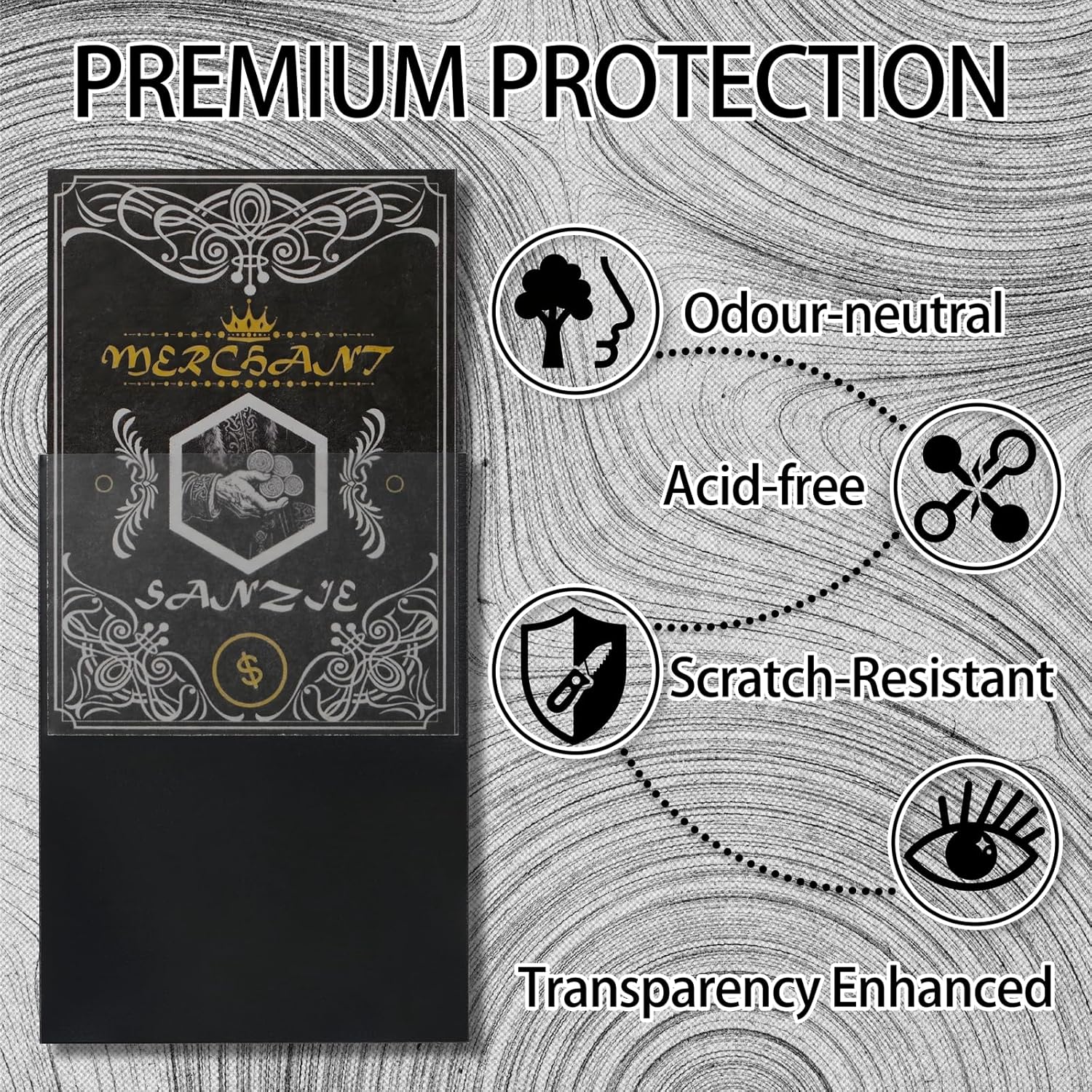 SANZIE Matte Card Sleeves - Premium Deck Protectors for MTG & TCG | 68 Count (Black)