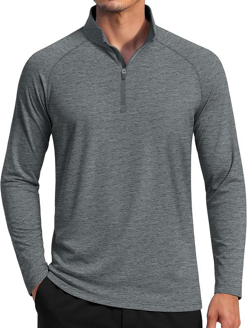 MAGCOMSEN Men's Lightweight Quarter Zip Pullover - Athletic Sun Shirt for Running & Golf