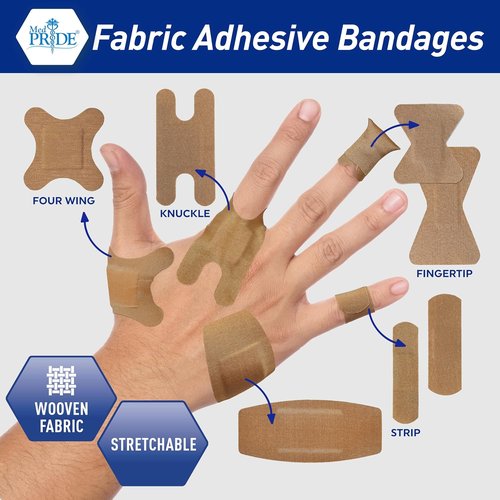 MED PRIDE Hypoallergenic Fabric Adhesive Bandages - Sterile, Latex-Free, Flexible & Breathable (2” x 4.5'' - 50 Count)