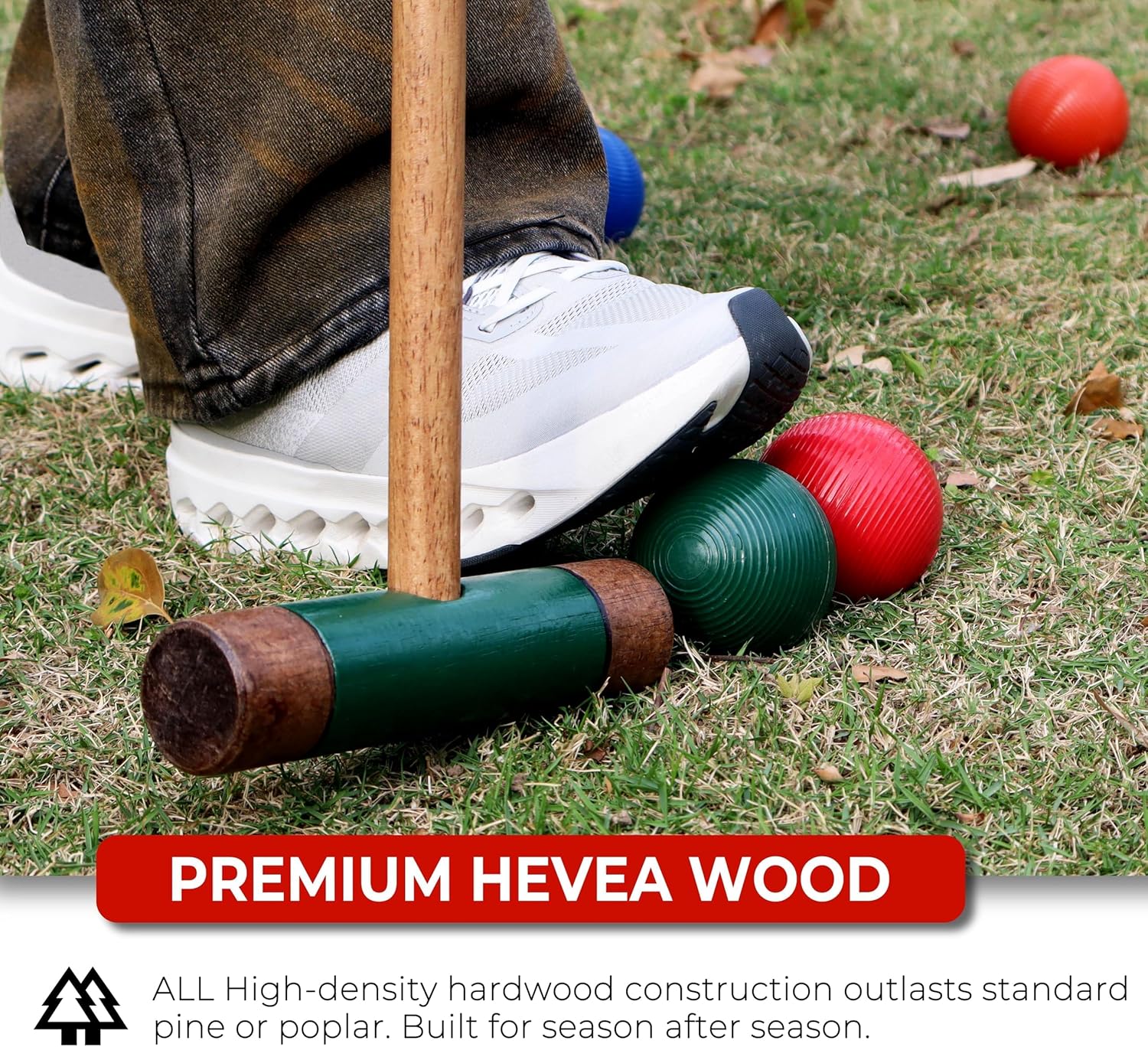 Sport Beats Croquet Set - Six Player Rubberwood Mallets, 32 Inch, Carry Case Included | Perfect for Outdoor Fun