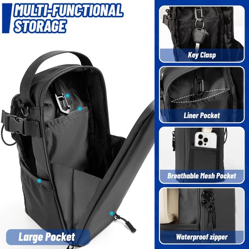Hilhook Magnetic Gym Bag, 5 Built-in Strong Magnets Gym Water Bottle Carrier Bag with Pockets & Shoulder Strap Compatible with Owala Hydro Flask Stanley, Fits 14-40oz Bottles