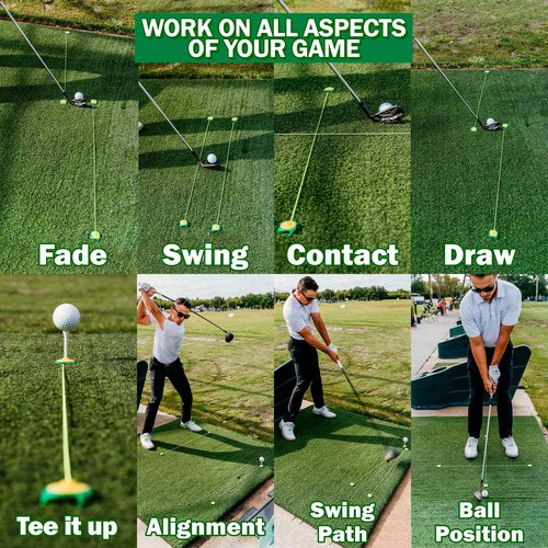 Tee Claw - Pack of 10 Lanyards for Golfing Practice - Multipurpose Training Aid, Baseball, Softball and Golf, Great Compliment to Be Used with The Outdoors and Indoors- 5 Green + 5 Yellow