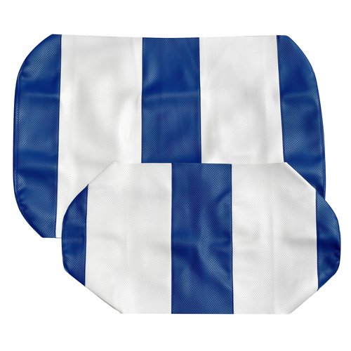 EZGO TXT Replacement Golf Cart Seat Cover Staple On Installation - 2 Piece - Premium Marine Vinyl - 5 Panel Stitching - Two-Tone (Blue & White)