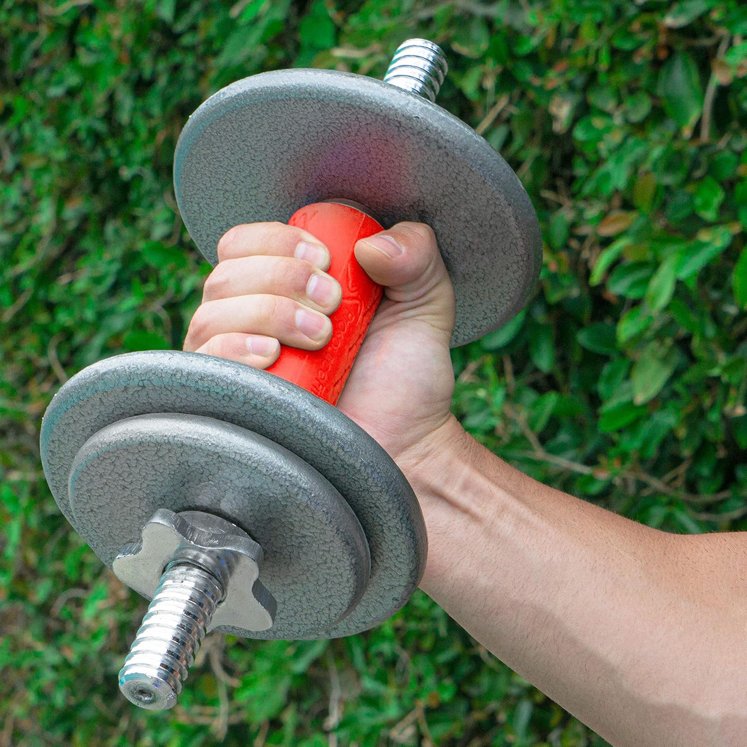 ProsourceFit Thick Grips - 1.9-Inch Axle Bar Adapter for Weightlifting & Strength Training | Red