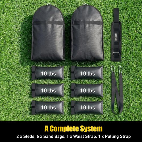 Elite Twin Sand Bag Sled | Waterproof Weight Trainer with 10-60 lb Resistance & Adjustable Strap for Speed, Strength, Endurance