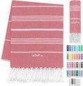 LeStoff Turkish Beach Towel - 100% Organic Cotton, Soft & Absorbent, Quick Drying - 38"x71", Eco-Friendly (Red)