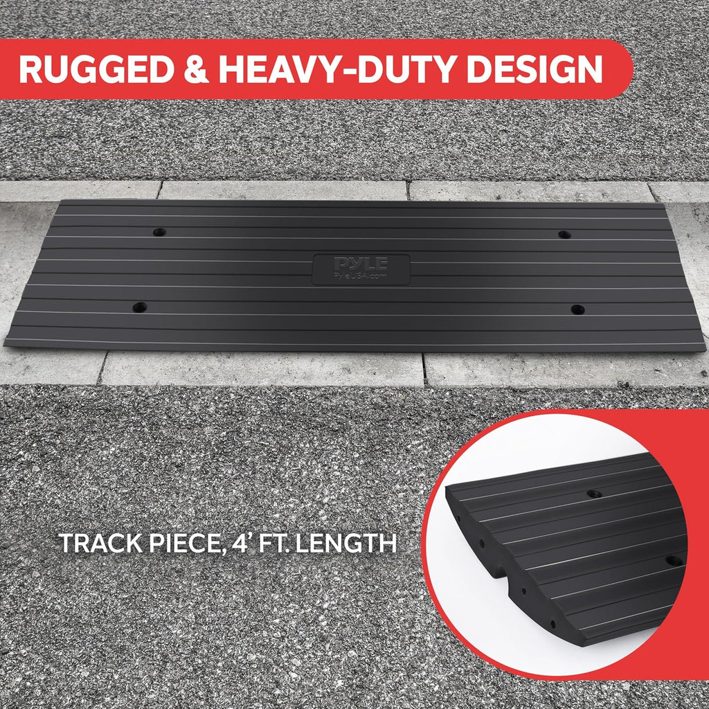 Pyle PCRBDR24 - Heavy Duty Rubber Driveway Curb Ramp | Ideal for Trucks, Scooters, Bikes & Wheelchairs