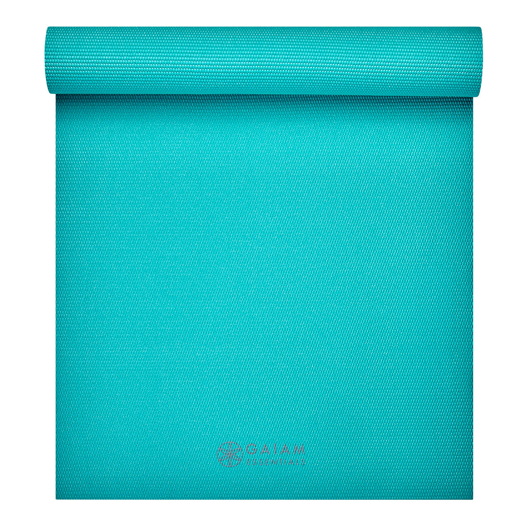 Gaiam Essentials 1/4" Thin (6mm) Yoga & Pilates, Fitness & Exercise Mat with Easy-Cinch Carrier Strap Cusion Support For Fitness and Gym Workouts