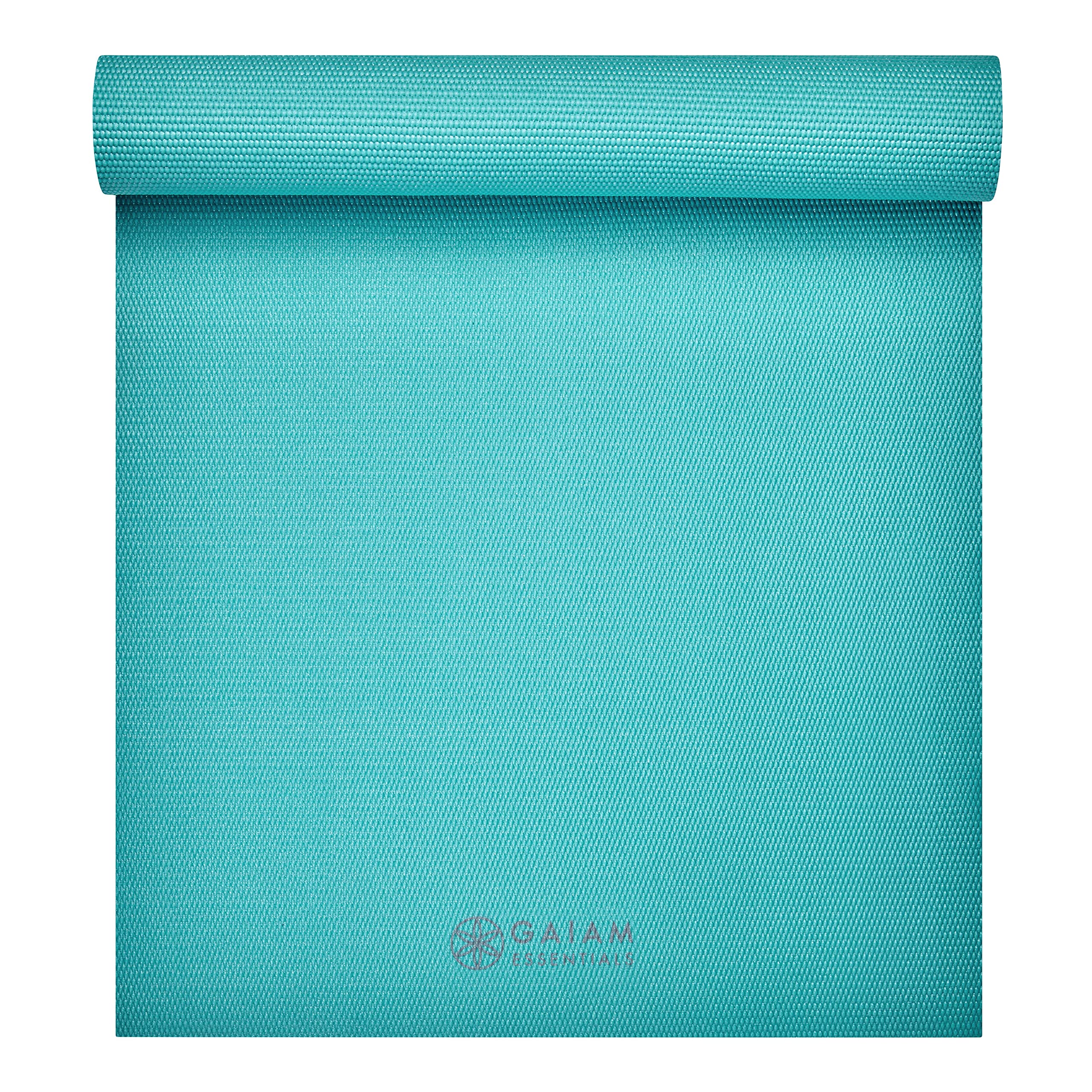 Gaiam Essentials 1/4" Thin (6mm) Yoga & Pilates, Fitness & Exercise Mat with Easy-Cinch Carrier Strap Cusion Support For Fitness and Gym Workouts