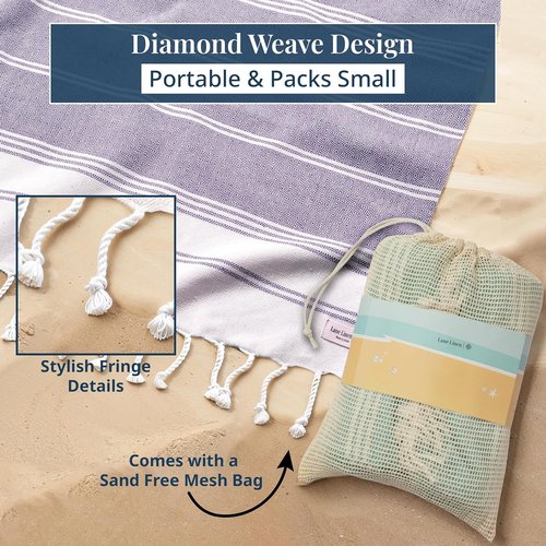 **LANE LINEN Outdoor Blanket - Large Soft Pre-Washed Diamond Weave Design (82"x82") for Beach & Travel**