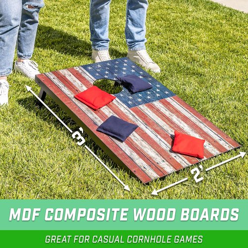 GoSports Portable Cornhole Set - 8 Styles Available | Choose 4x2 ft or 3x2 ft Boards with 8 Bean Bags & Travel Case