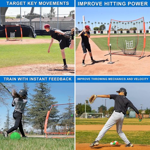 Baseball & Softball 5-Piece Base Set | 5 Plastic Training Balls - Enhance Power & Agility for All Ages