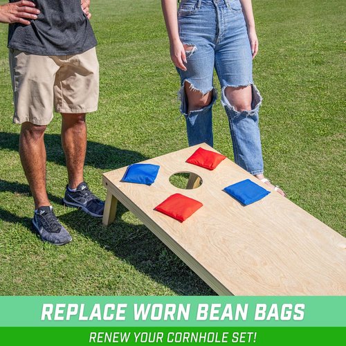 GoSports Cornhole Bean Bags Set of 8 - All Weather Fun with American Stars and Stripes or Red and Blue