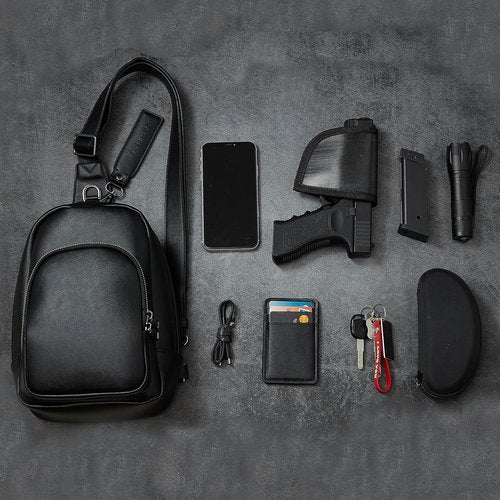 CCW Sling Bag - Magnetic Closure Casual EDC Bag for Fast Access | Concealed Carry Crossbody for Men & Women - Black