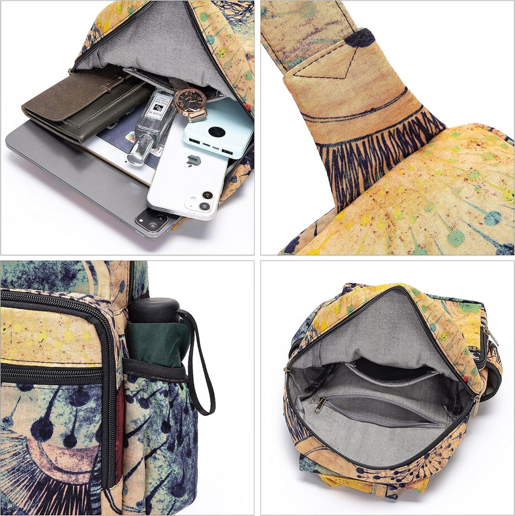 Skiennix Women’s Sling Bag - Large Bohemian Canvas Crossbody Bag in Purple & Yellow