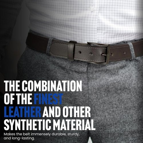 DeSantis 1 1/2” Everyday Carry Belt (EDC), Powder Coated Buckle Closure, Premium Leather Belt, Made of Leather and Other Synthetic Materials, 3.5mm Thick, Black, 36”