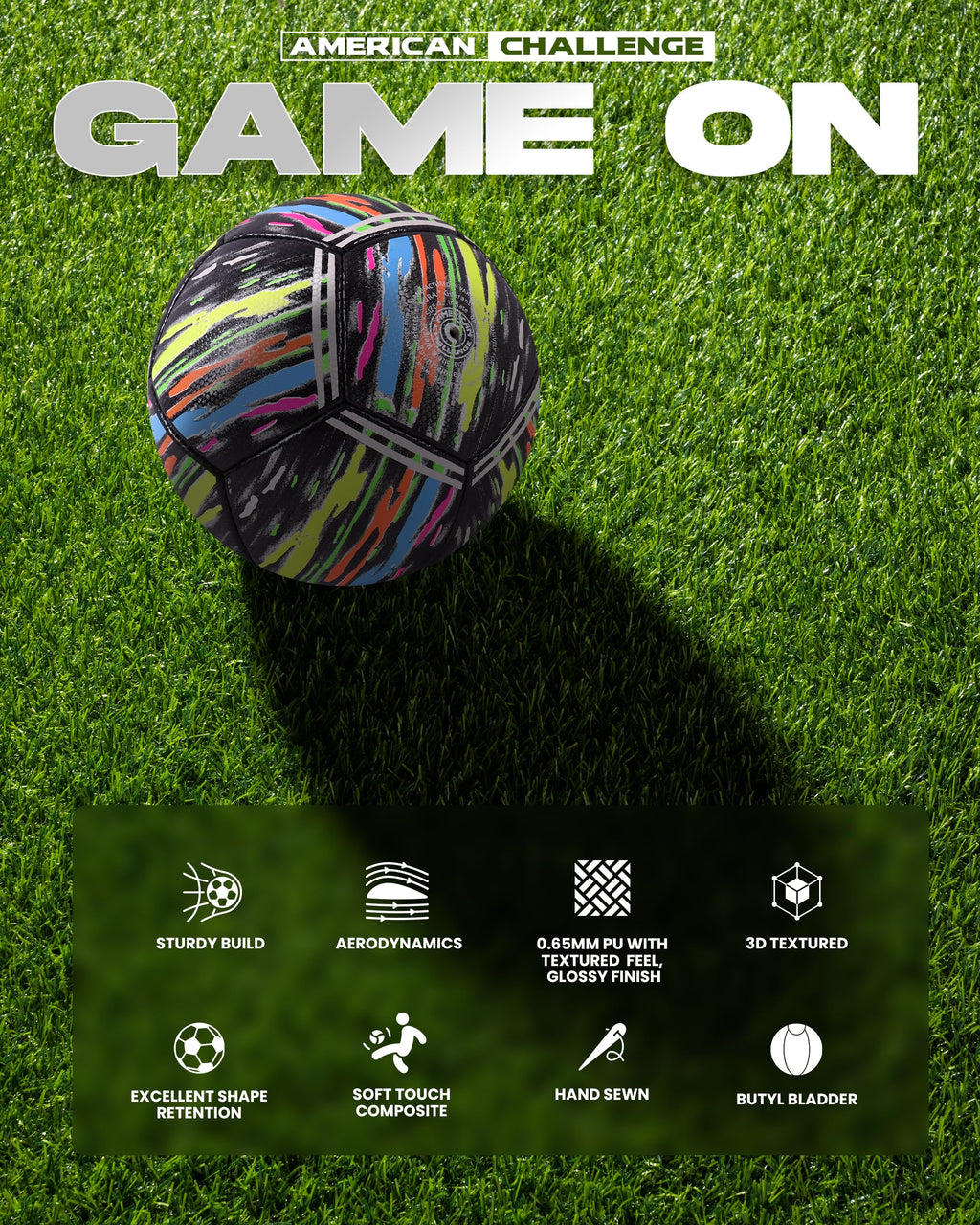 American Challenge Kura Soccer Ball – Professional Training Soccer Ball for Grass Fields – Durable TPU Machine Stitched Soccer Balls – Sizes 3, 4 & 5 – Outdoor Practice & Match Play