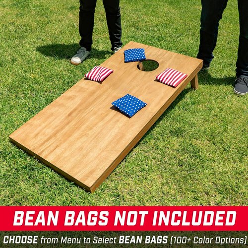 GoSports Wooden Cornhole Boards Set - 4 ft x 2 ft Regulation Size with Light Brown Finish & Carrying Case
