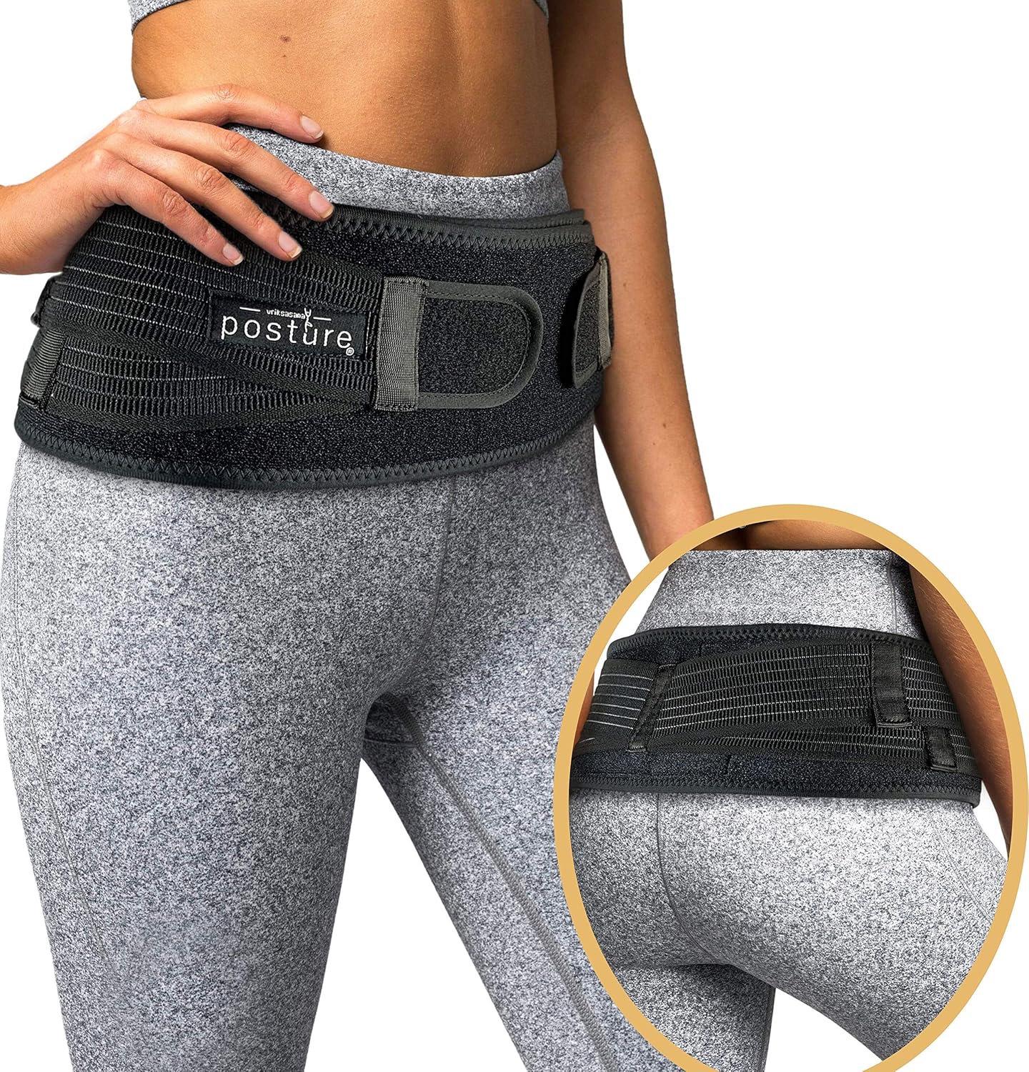Trochanter Brace | Sacroiliac Hip Belt for Men & Women - Relieves Sciatic & Lower Back Pain (Regular, Black)