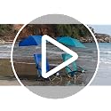 Romswi Blue Beach Chair with Umbrella 2-Pack, Adjustable Parasol & Cup Holder