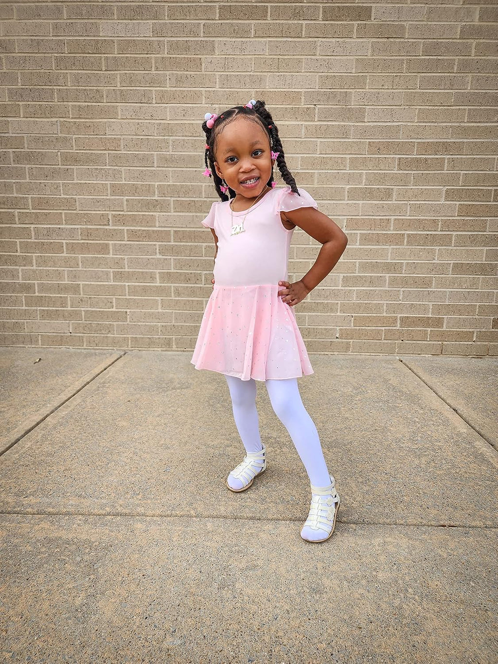 Stelle Ballet Leotards - Girls' Dance Outfit with Ruffle Sleeves | Toddler Pink Dress