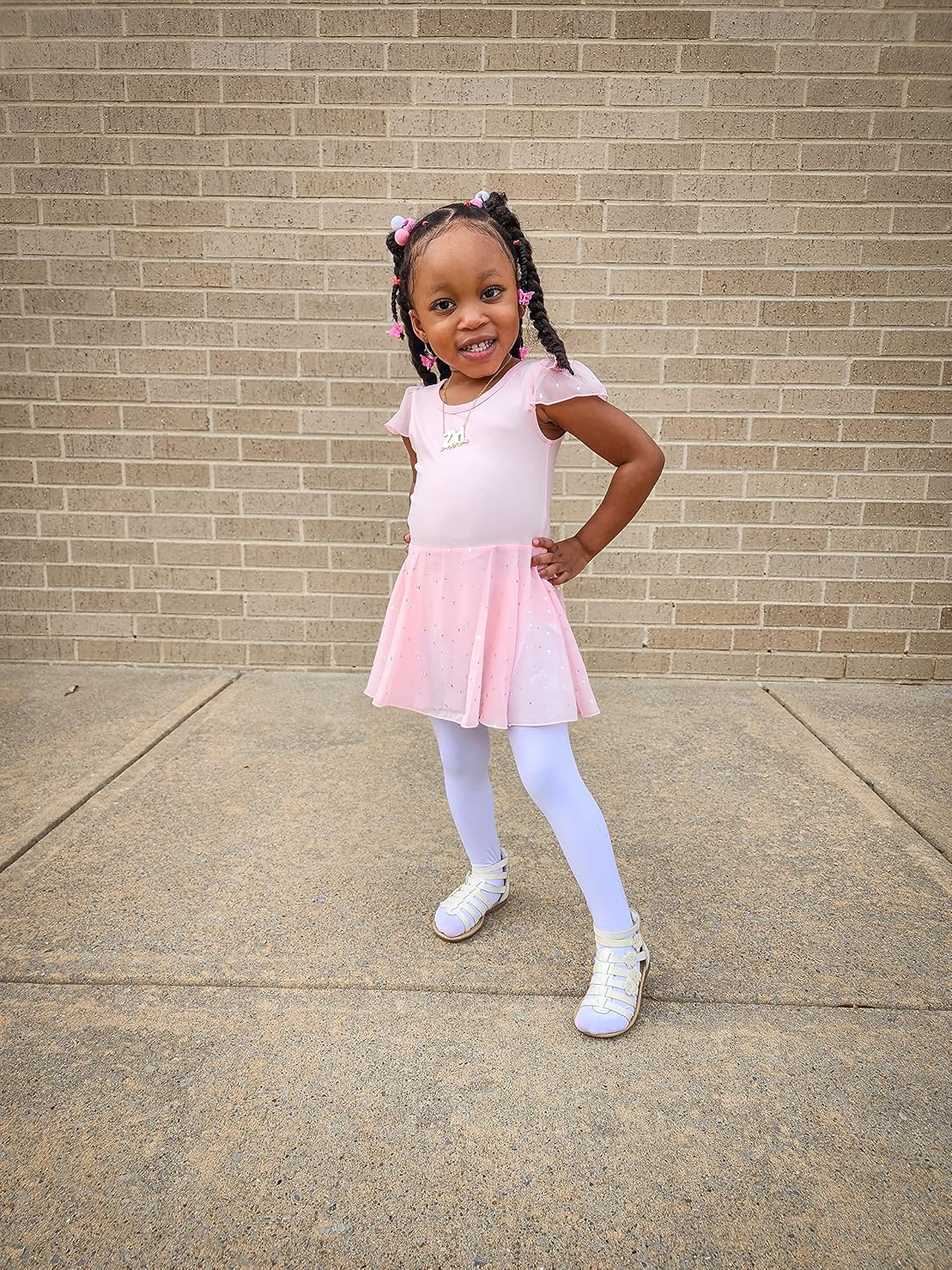 Stelle Ballet Leotards - Girls' Dance Outfit with Ruffle Sleeves | Toddler Pink Dress