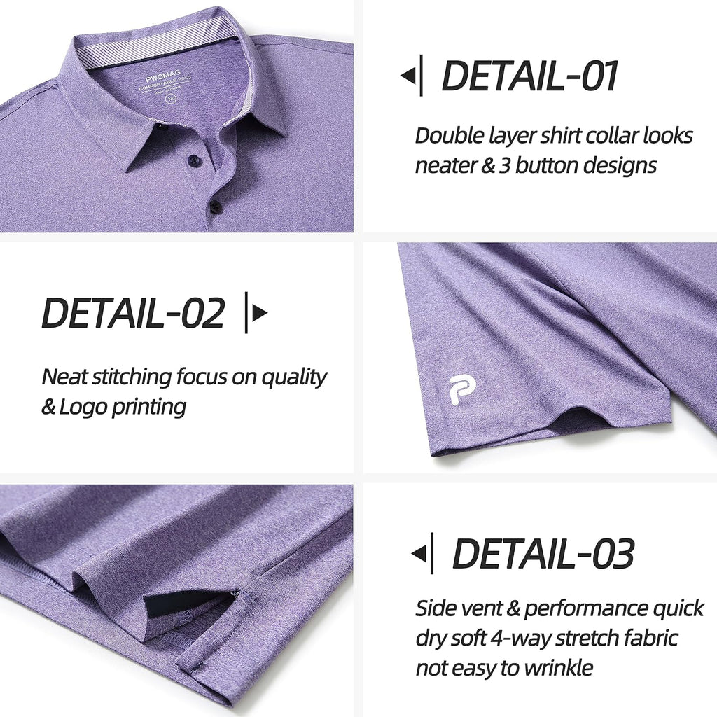 Skiennix Men's Golf Polo Shirt - Moisture-Wicking Dry Fit Performance | Striped Short Sleeve Design
