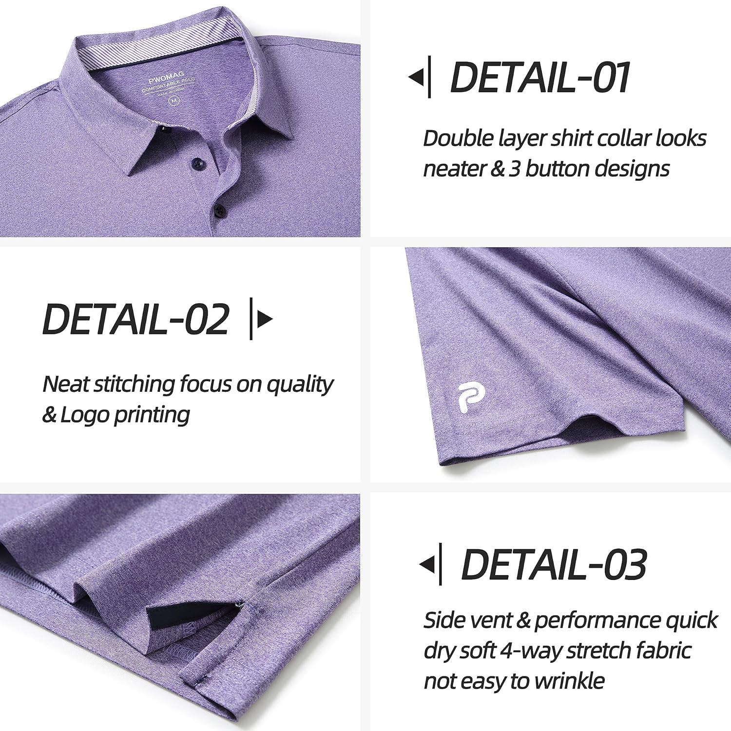 Skiennix Men's Golf Polo Shirt - Moisture-Wicking Dry Fit Performance | Striped Short Sleeve Design